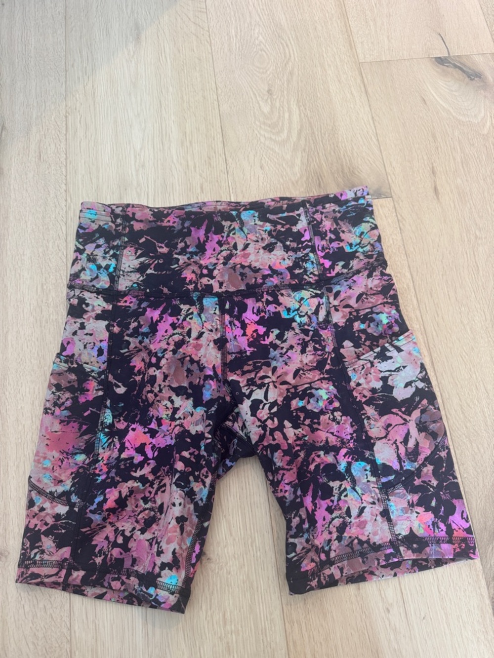 lululemon athletica Black Multicolor Floral-Abstract High-Rise Bike Shorts